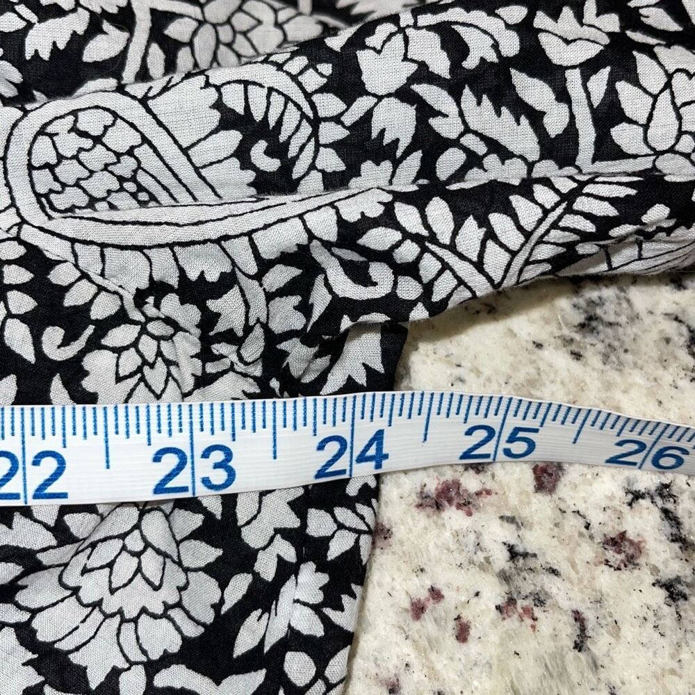 Talbots PAISLEY POPOVER Tunic Top Cotton Size 2Xp Black White Boho - Picture 7 of 8
